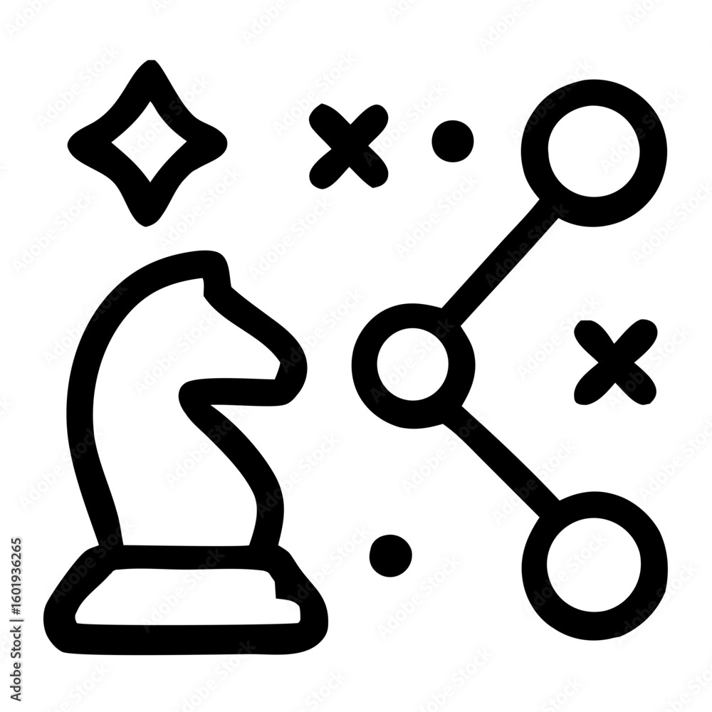 Poster minimalist silhouette chess knight with data structure graphic icon element