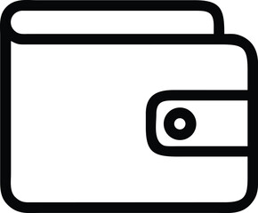 Simple Black and White Outline Icon of a Wallet for Finances and Money