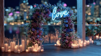 Elegant Wedding Arch with Lanterns and Floral Accents
