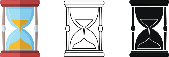 Fototapeta premium Hourglass sand timer vector illustration time management deadline concept graphic design element