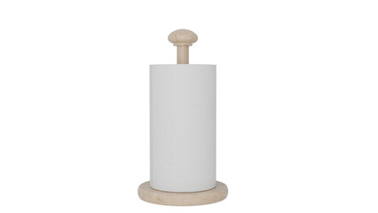 3D Render a paper towel holder on a wooden stand