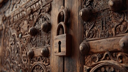 Brass door handle with lion face