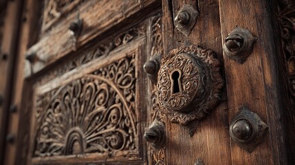 Brass door handle with lion face