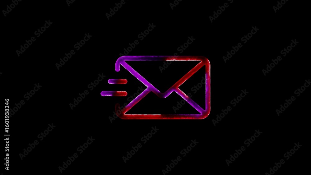 Poster sending email concept illustration featuring a colorful envelope and two horizontal lines on black