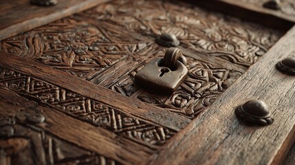 Brass door handle with lion face