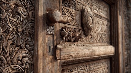 Brass door handle with lion face
