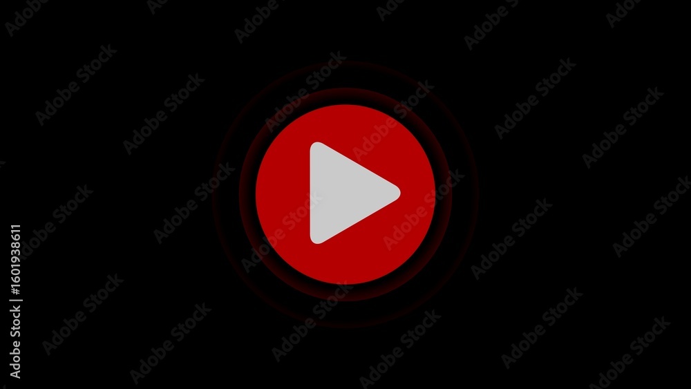 Aufkleber simple and modern red play button icon on black background for web and mobile
