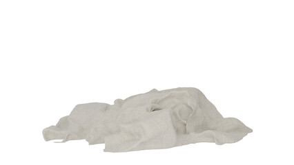 3D Render a pile of white cloth on a white surface