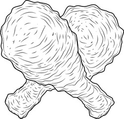 Chicken duo hand drawn ink sketch vector