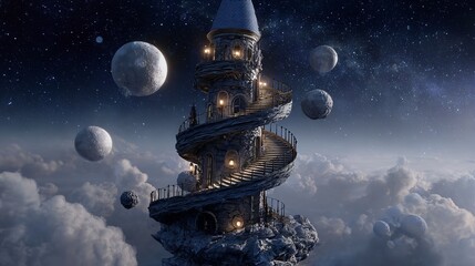 A spaceship sailing through deep, dark space
