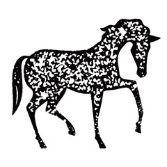 おしゃれな馬スタンプ風イラスト素材