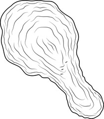 Whole fried drumstick hand drawn ink sketch vector