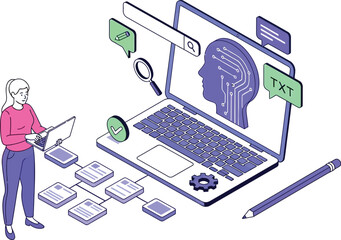 Prompt engineering ai generation llm model large language model woman laptop search engine optimization