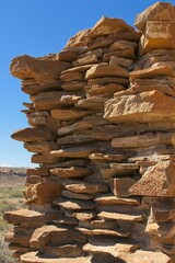 Closeup of a wall at Chaco Canyon Pueblo, New Mexico.