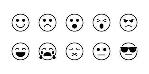 Minimalist Facial Expression Collection Simple Line Art Faces with Various Emotions