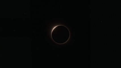Realistic high-resolution image of a total lunar eclipse in outer space, featuring a darkened moon with a subtle glow, surrounded by stars and cosmic darkness in a deep space atmosphere.