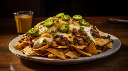  In junk food Loaded nachos topped with green hot chilli.