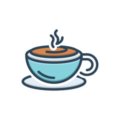 Color illustration icon for coffee