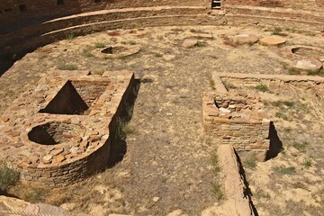 Large Kiva at Chaco Canyon Pueblo, New Mexico.