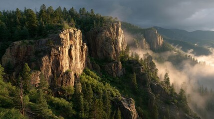 Misty Mountain Landscape at Sunrise