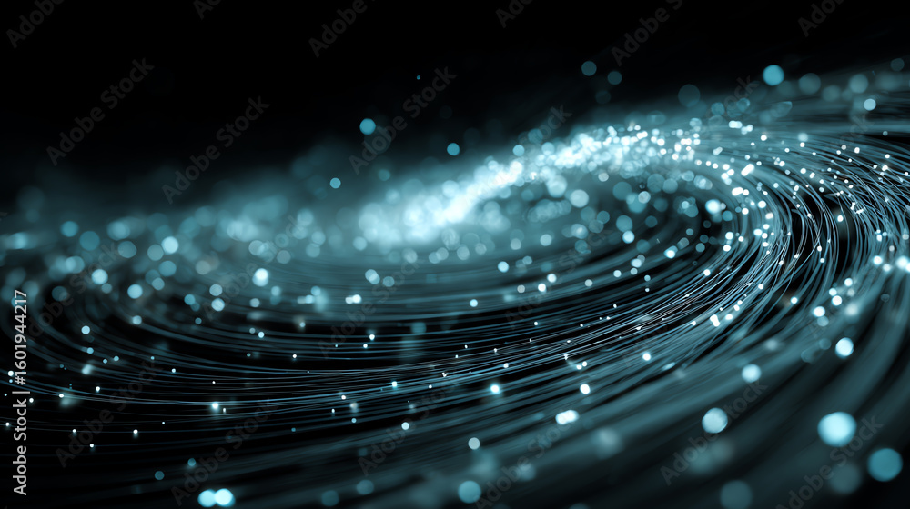 Poster a mesmerizing abstract wave of light particles creating a sense of depth and movement in a dark back