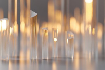 Abstract city composed of translucent pillars.