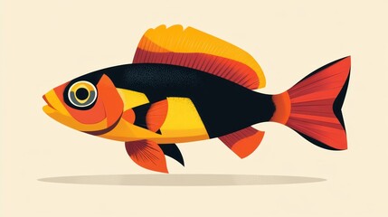 Colorful fish illustration, stylized,  tropical fish,  digital art, background,  stock image,  design element,  graphic illustration
