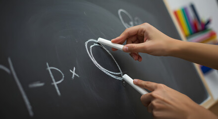 Equations on Blackboard Learning Math Concepts and Solving Problems at School
