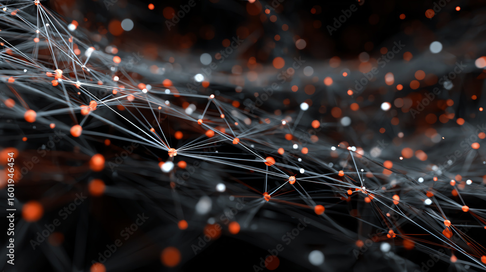 Poster abstract digital background with interconnected nodes and lines reflecting modern data connections a