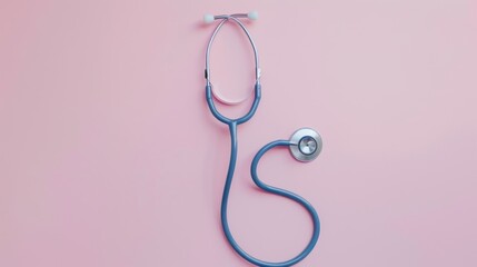 A blue stethoscope on a pink background.