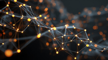 Abstract network connections with glowing nodes, representing data flow and communication in digital environments.