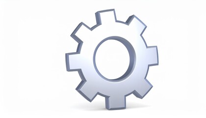 3D Gear Symbol Isolated on a White Background for Mechanical Design