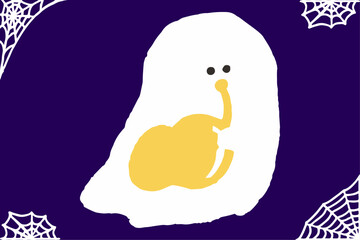 ホルン吹きのオバケのイラスト