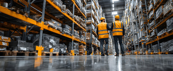 The professionals collaborating in a warehouse to enhance operational efficiency.