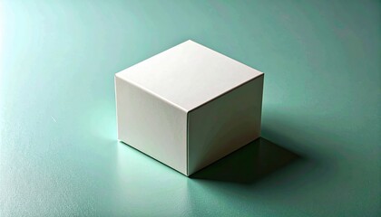 Minimalist White Box on Calm Teal Surface with Soft Shadow