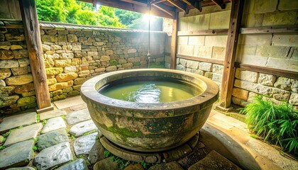 Serene Traditional Water Basin Surrounded by Nature in Historic Setting