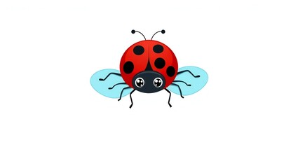 Cute cartoon ladybug with wings spread in flight