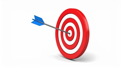 Target with Arrow in the Center on a Plain White Background