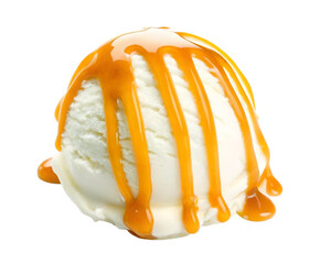 Indulge in the creamy delight of vanilla ice cream generously drizzled with rich, golden caramel sauce, a perfect sweet treat for any occasion.