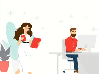 Two colleagues working in a modern office environment