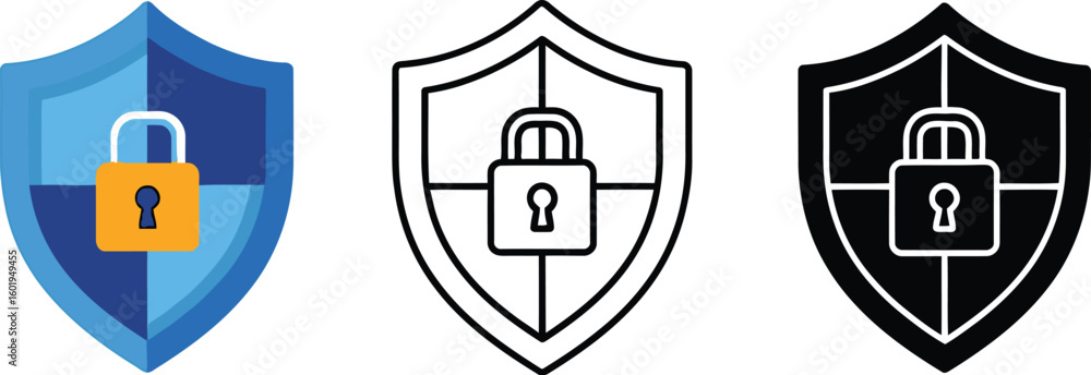 Poster security shield vector icons set data protection and cyber security concept design for business 100