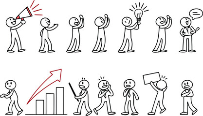 Hand-Drawn Stick Figure Vector Collection &ndash; People Icons in Rows