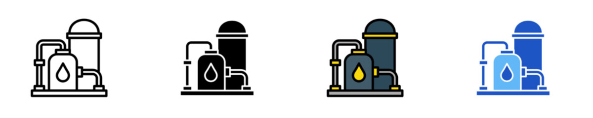 Oil Refinery  Icon Set Multiple Style Collection
