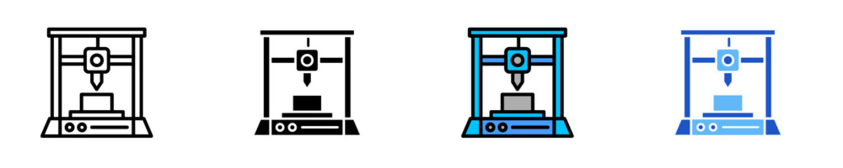 3D Printing Machine  Icon Set Multiple Style Collection