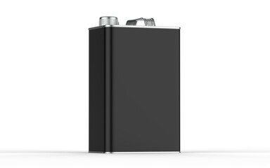 Black tin can with cap and handle for branding and mockup, 3d illustration.