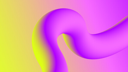 Glossy twisted fluid shape in vibrant violet and acid yellow hues on a soft pastel gradient backdrop. Modern, surreal and futuristic feel, perfect for creative digital and visual trend projects.