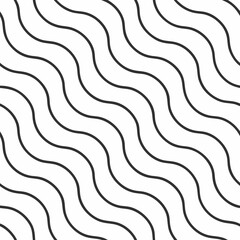 Seamless Pattern of Diagonal Wavy Lines in Black and White
