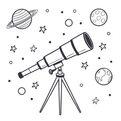 Simple Line Art Telescope Aimed at the Cosmos