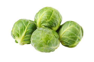 Obraz premium A cluster of fresh green brussels sprouts arranged together isolated on transparent background