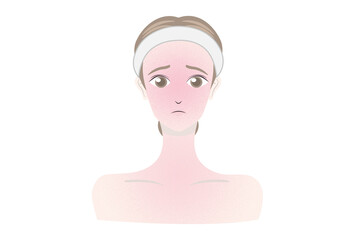 アトピー性皮膚炎に悩む女性のイラスト